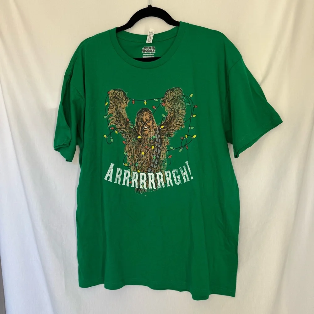 Star Wars Green Chewbacca Holiday Lights Tee - Picture 2 of 10